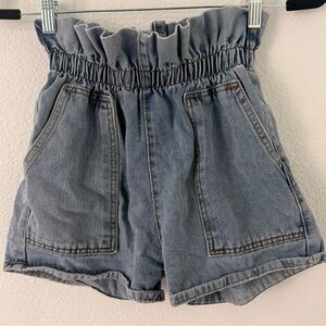 Denim Ruffle Waist Women's Shorts